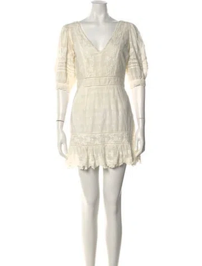 Pre-owned Loveshackfancy Floral Print Mini Dress In White