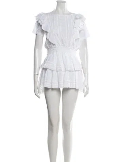 Pre-owned Loveshackfancy Floral Print Mini Dress In White