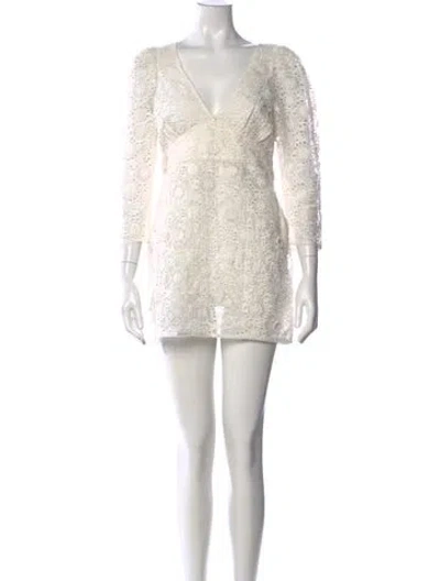 Pre-owned Loveshackfancy Floral Print Mini Dress In White