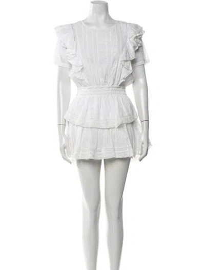 Pre-owned Loveshackfancy Floral Print Mini Dress In White