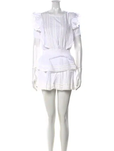 Pre-owned Loveshackfancy Floral Print Mini Dress In White