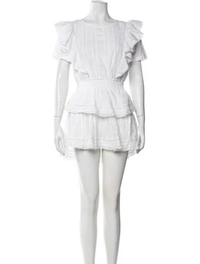 Pre-owned Loveshackfancy Floral Print Mini Dress In White