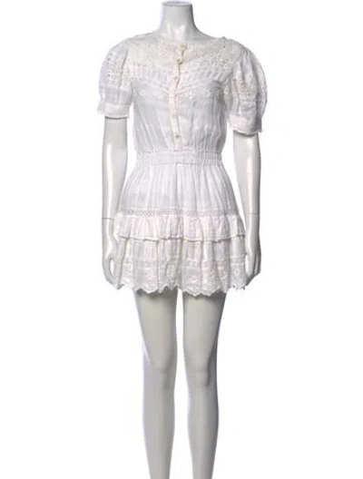 Pre-owned Loveshackfancy Floral Print Mini Dress In White