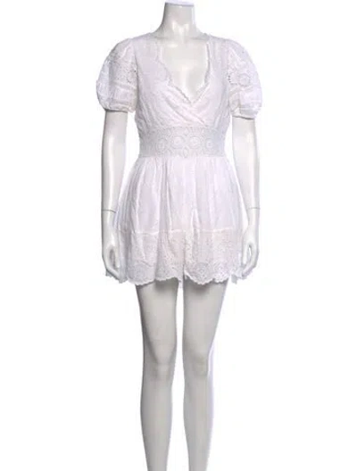 Pre-owned Loveshackfancy Floral Print Mini Dress In White