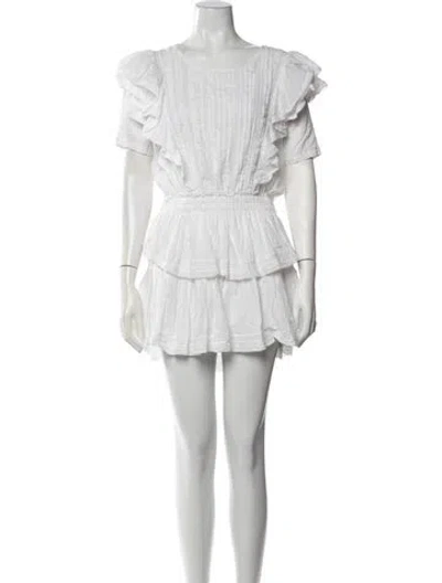 Pre-owned Loveshackfancy Floral Print Mini Dress In White