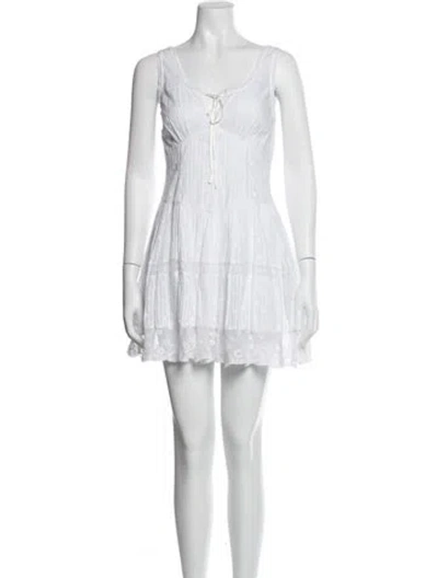 Pre-owned Loveshackfancy Floral Print Mini Dress In White