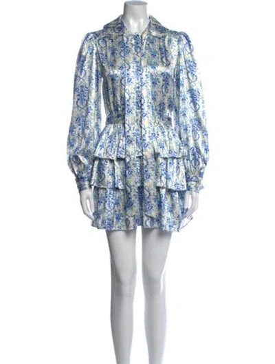 Pre-owned Loveshackfancy Floral Print Mini Dress In White