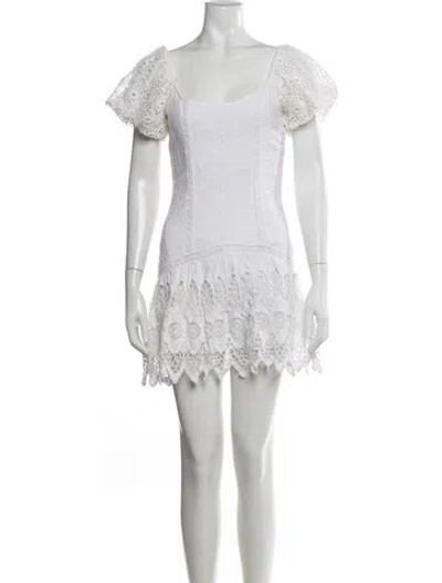 Pre-owned Loveshackfancy Floral Print Mini Dress In White