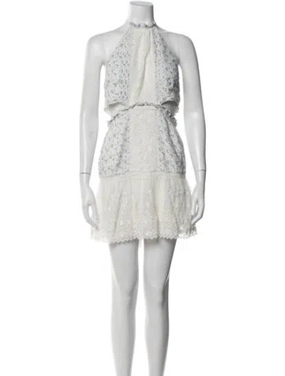 Pre-owned Loveshackfancy Floral Print Mini Dress In White