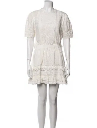 Pre-owned Loveshackfancy Floral Print Mini Dress In White