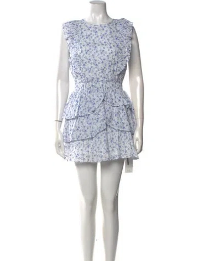 Pre-owned Loveshackfancy Floral Print Mini Dress In White