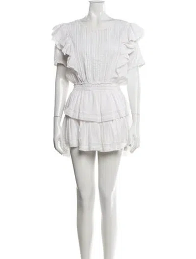Pre-owned Loveshackfancy Floral Print Mini Dress In White