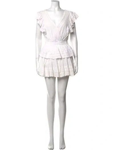 Pre-owned Loveshackfancy Floral Print Mini Dress In White