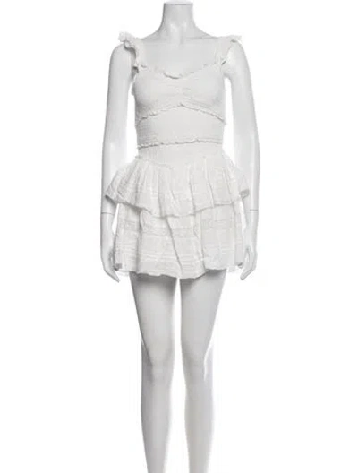 Pre-owned Loveshackfancy Floral Print Mini Dress In White
