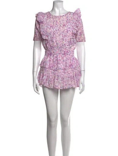 Pre-owned Loveshackfancy Floral Print Mini Dress In White
