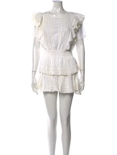Pre-owned Loveshackfancy Floral Print Mini Dress In White