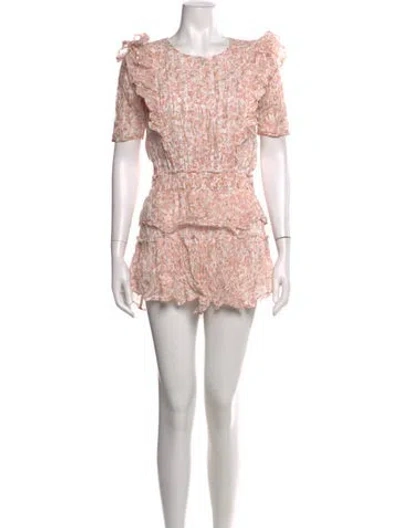 Pre-owned Loveshackfancy Floral Print Mini Dress In White