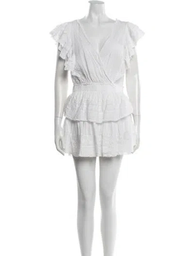 Pre-owned Loveshackfancy Floral Print Mini Dress In White