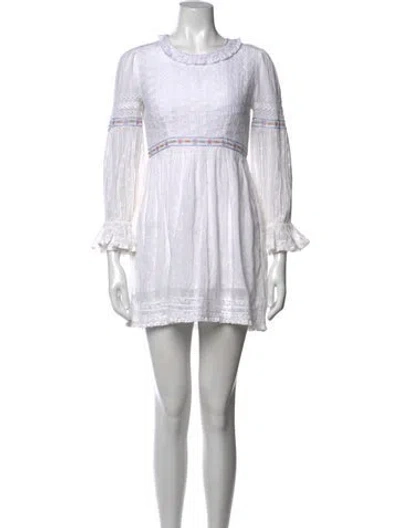 Pre-owned Loveshackfancy Floral Print Mini Dress In White