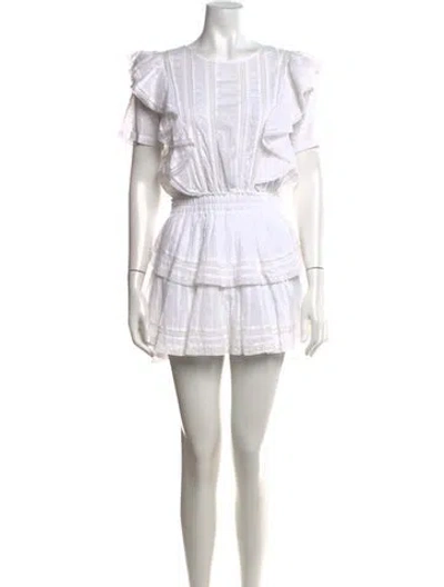 Pre-owned Loveshackfancy Floral Print Mini Dress In White