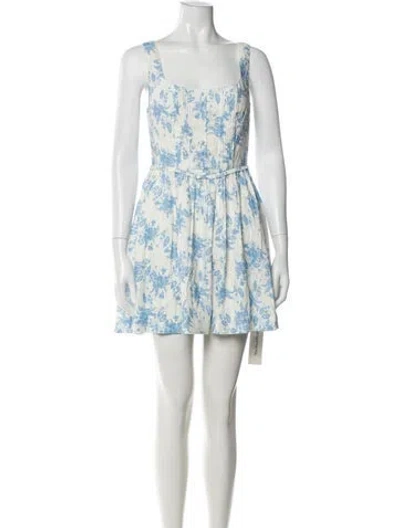 Pre-owned Loveshackfancy Floral Print Mini Dress In White