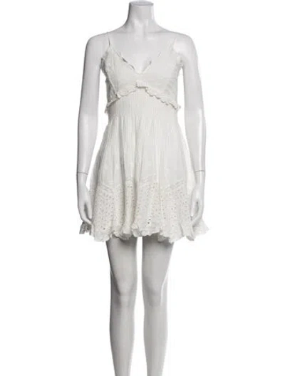 Pre-owned Loveshackfancy Floral Print Mini Dress In White