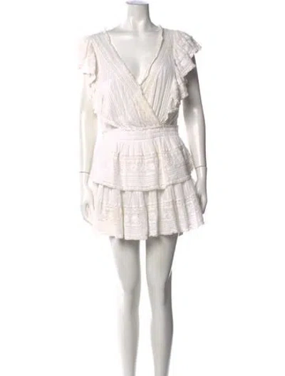 Pre-owned Loveshackfancy Floral Print Mini Dress In White