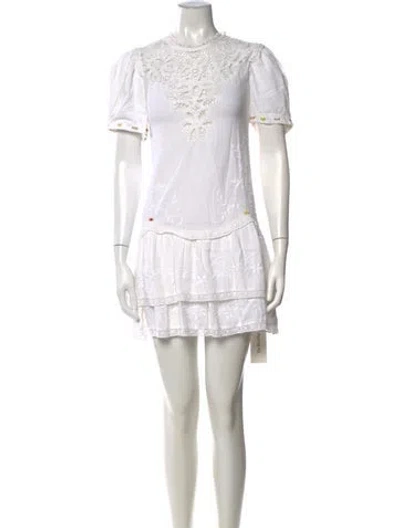 Pre-owned Loveshackfancy Floral Print Mini Dress In White
