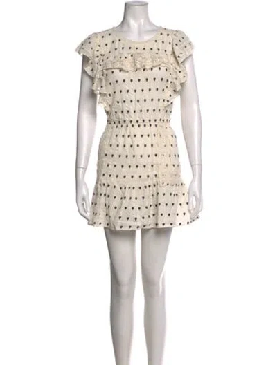 Pre-owned Loveshackfancy Floral Print Mini Dress In White