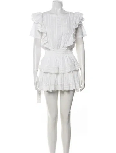Pre-owned Loveshackfancy Floral Print Mini Dress In White