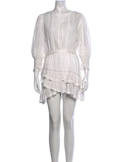 Pre-owned Loveshackfancy Floral Print Mini Dress In White