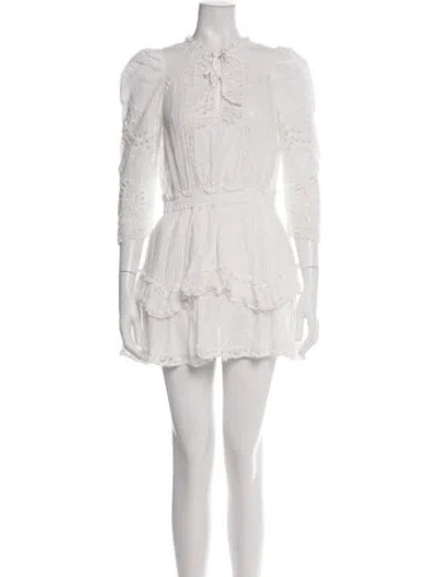 Pre-owned Loveshackfancy Floral Print Mini Dress In White