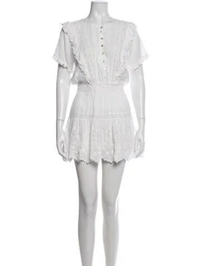 Pre-owned Loveshackfancy Floral Print Mini Dress In White