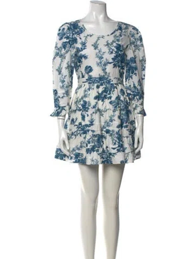 Pre-owned Loveshackfancy Floral Print Mini Dress In White