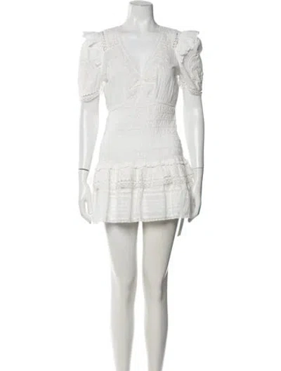 Pre-owned Loveshackfancy Floral Print Mini Dress In White