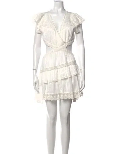 Pre-owned Loveshackfancy Floral Print Mini Dress In White