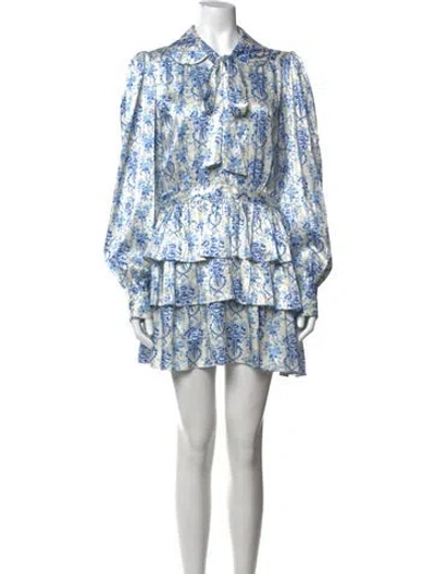 Pre-owned Loveshackfancy Floral Print Mini Dress In White
