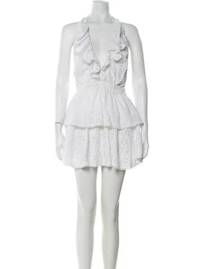 Pre-owned Loveshackfancy Floral Print Mini Dress In White