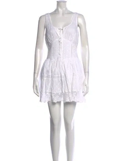 Pre-owned Loveshackfancy Floral Print Mini Dress In White