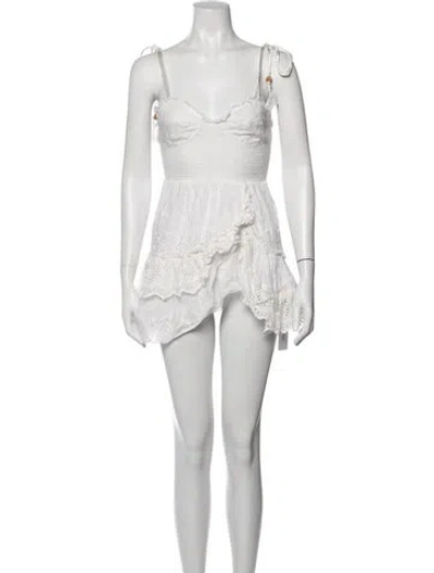 Pre-owned Loveshackfancy Floral Print Mini Dress In White