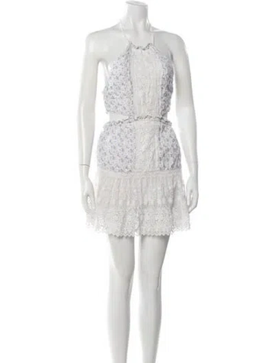 Pre-owned Loveshackfancy Floral Print Mini Dress In White