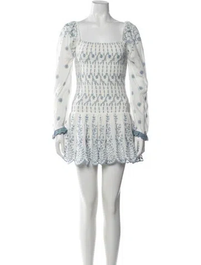 Pre-owned Loveshackfancy Floral Print Mini Dress In White