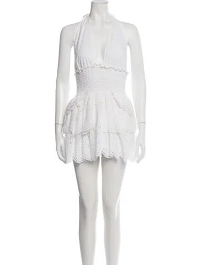 Pre-owned Loveshackfancy Floral Print Mini Dress In White