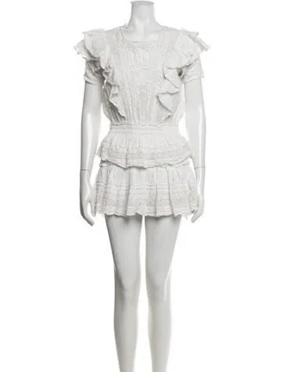 Pre-owned Loveshackfancy Floral Print Mini Dress In White