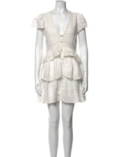 Pre-owned Loveshackfancy Floral Print Mini Dress In White