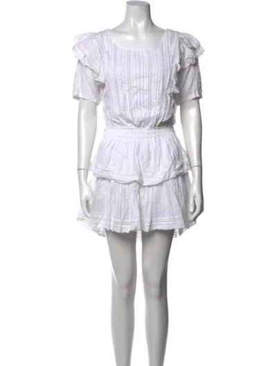 Pre-owned Loveshackfancy Floral Print Mini Dress In White