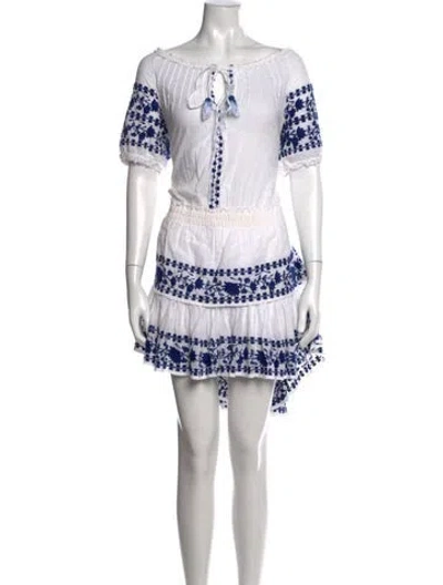Pre-owned Loveshackfancy Floral Print Mini Dress In White