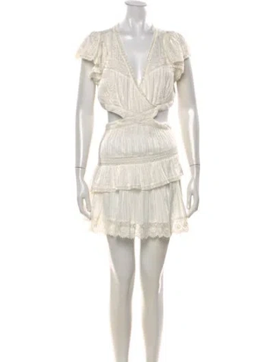 Pre-owned Loveshackfancy Floral Print Mini Dress In White
