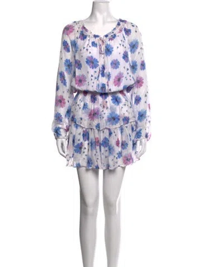 Pre-owned Loveshackfancy Floral Print Mini Dress In White