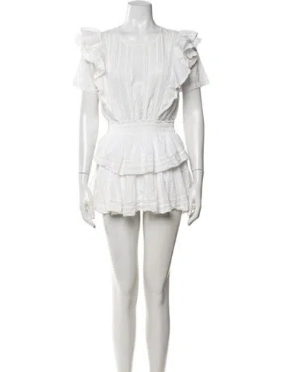 Pre-owned Loveshackfancy Floral Print Mini Dress In White